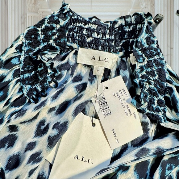 NWT A.L.C. ‘Cody’ Silk Blue Leopard Print Mini Dress Size 0 - Picture 7 of 16